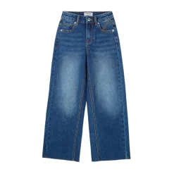 KINDER - Indigo 5-Pocket Wide-Leg-Jeans mit ausgeblichenen Beinen