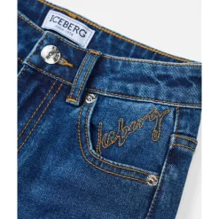 KINDER - Indigo 5-Pocket Wide-Leg-Jeans mit ausgeblichenen Beinen