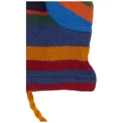 Kinder blaue Fleece-Handschuhe mit mehrfarbigen Streifen