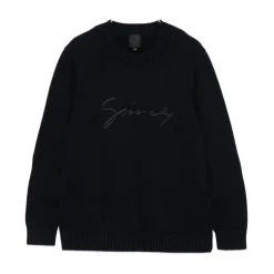 Kinder Blauer Pullover mit Signatur Stickerei