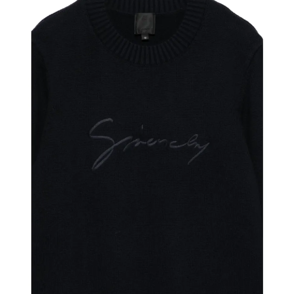 Kinder Blauer Pullover mit Signatur Stickerei