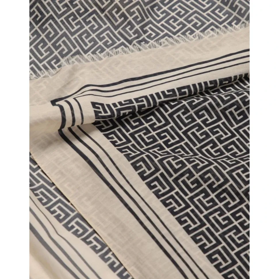Kinder Geometrischer Print Schal Creme