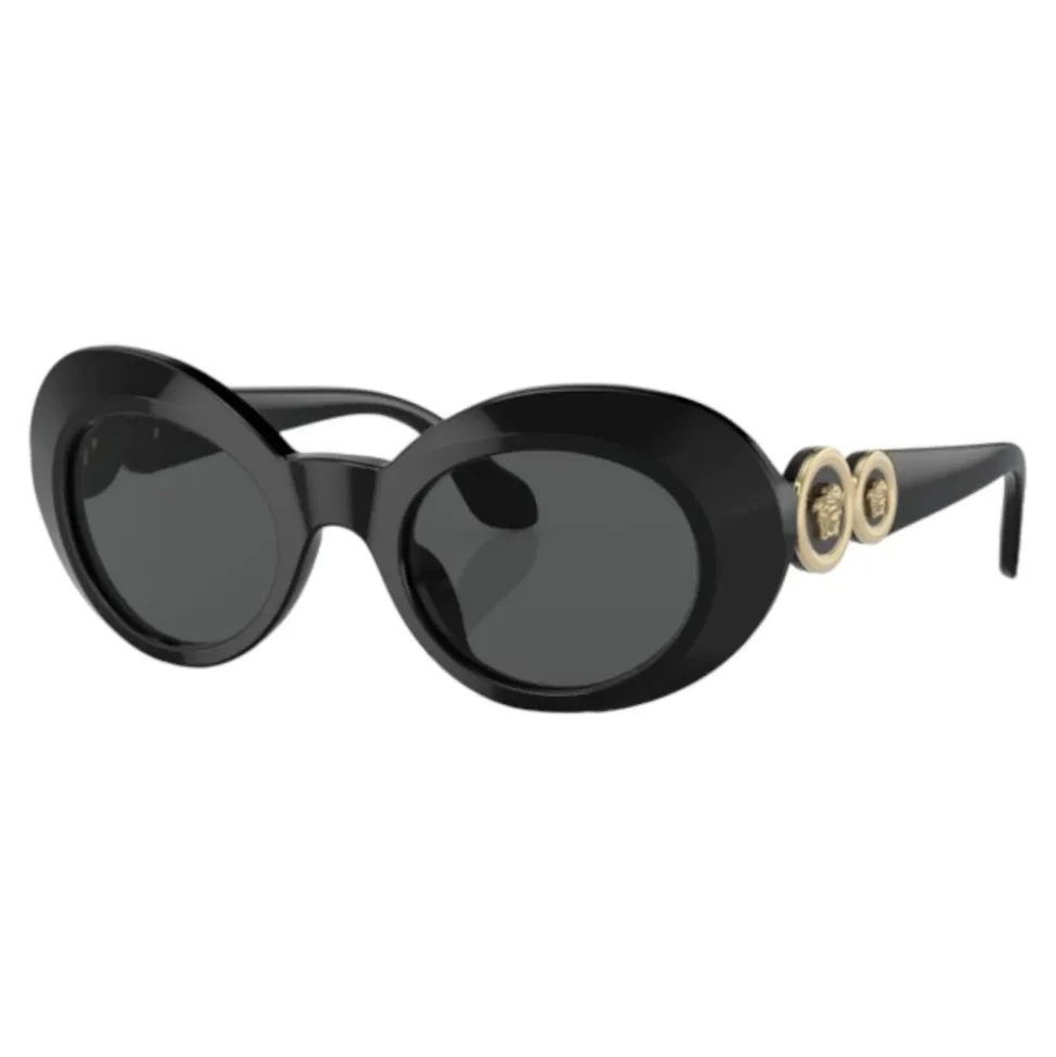 Kinder Oval Sonnenbrille Schwarz Glänzend