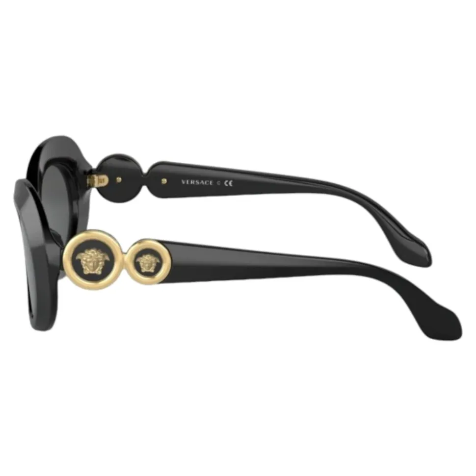 Kinder Oval Sonnenbrille Schwarz Glänzend