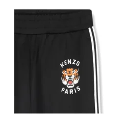 Kinder Schwarze Hose mit Logo-Stickerei