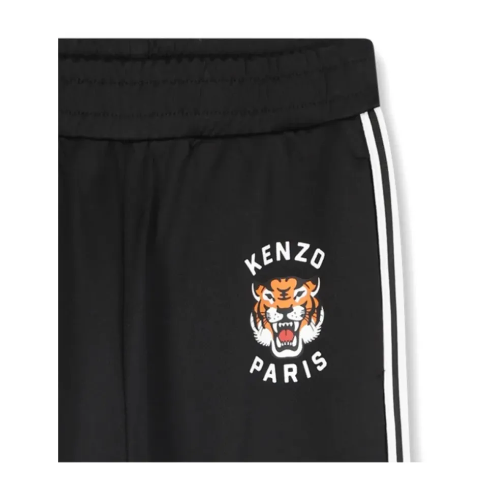 Kinder Schwarze Hose mit Logo-Stickerei