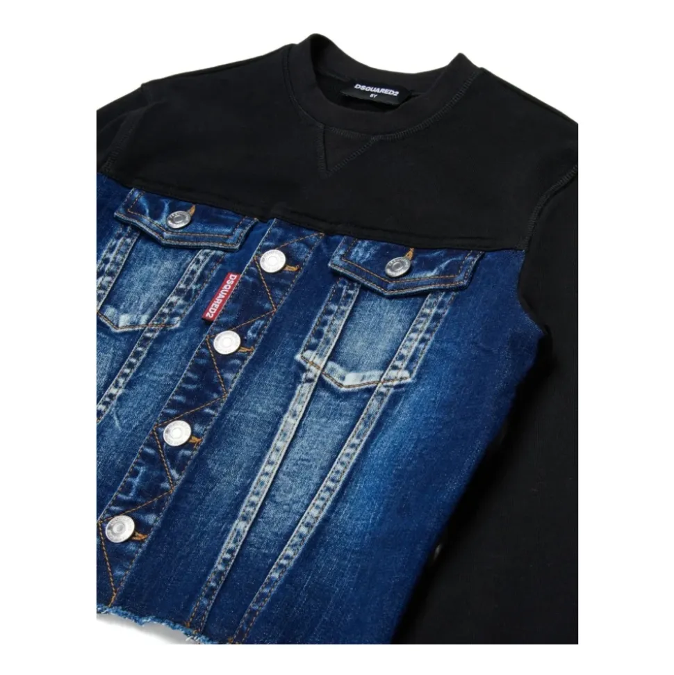 Kinder Schwarzer Pullover Baumwollmischung
