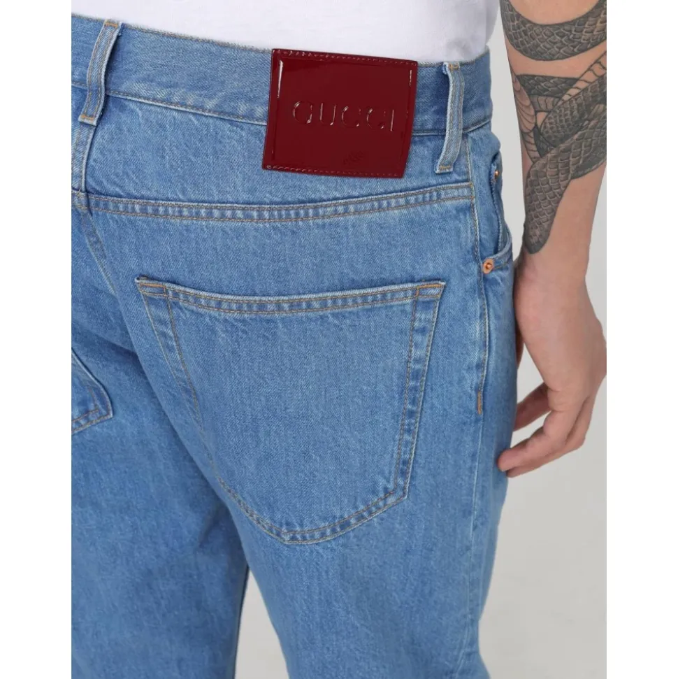 Klassische Denim Jeans mit Umschlagbund