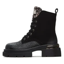 Klassische Leder-Plateau-Stiefeletten Luna - Schwarzes Wildleder