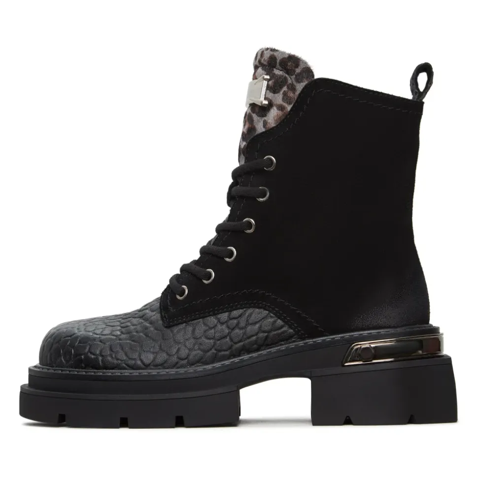 Klassische Leder-Plateau-Stiefeletten Luna - Schwarzes Wildleder