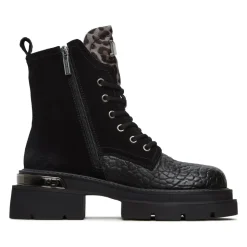 Klassische Leder-Plateau-Stiefeletten Luna - Schwarzes Wildleder