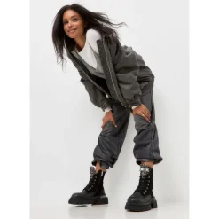 Klassische Leder-Plateau-Stiefeletten Luna - Schwarzes Wildleder