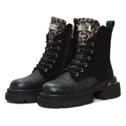Klassische Leder-Plateau-Stiefeletten Luna - Schwarzes Wildleder