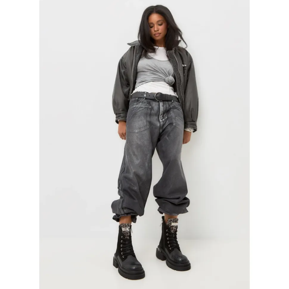 Klassische Leder-Plateau-Stiefeletten Luna - Schwarzes Wildleder