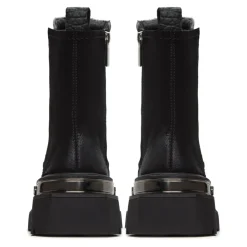 Klassische Leder-Plateau-Stiefeletten Luna - Schwarzes Wildleder