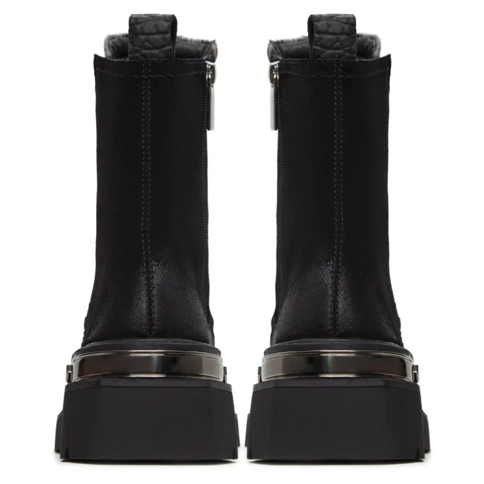 Klassische Leder-Plateau-Stiefeletten Luna - Schwarzes Wildleder