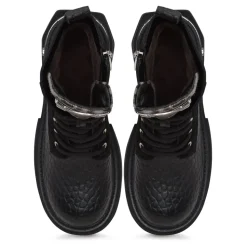 Klassische Leder-Plateau-Stiefeletten Luna - Schwarzes Wildleder