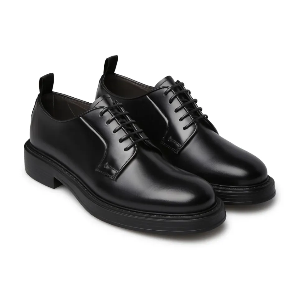 Klassische Schwarze Leder Derby Schuhe