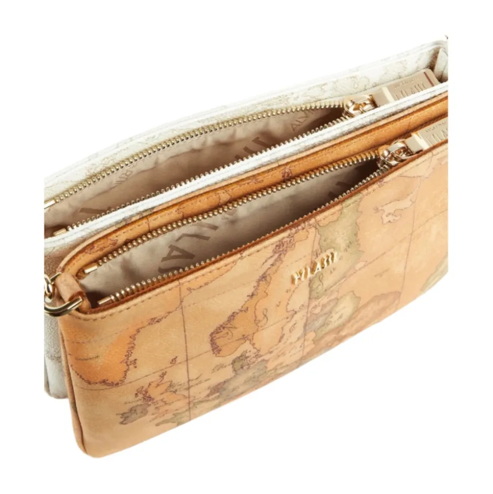 Klassische und weiße Geo-Print Umhängetasche mit abnehmbaren Taschen