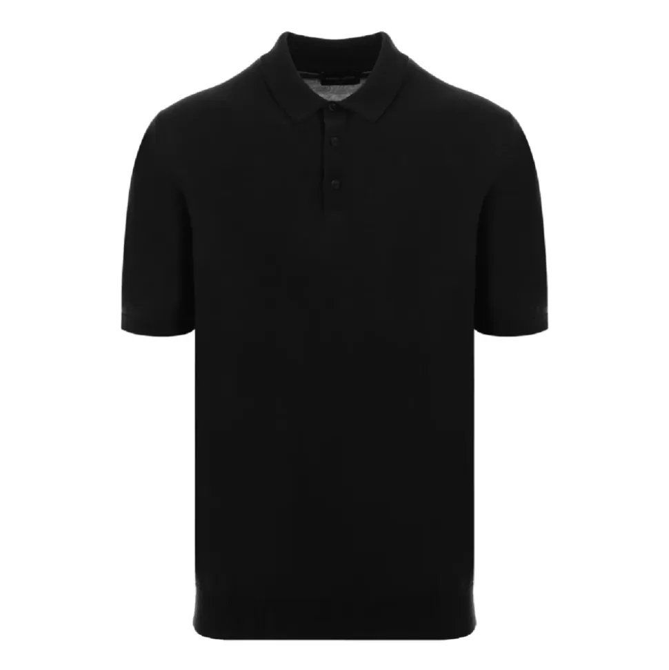 Klassisches Baumwoll-Poloshirt in Schwarz