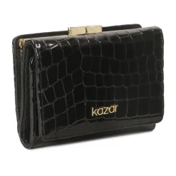 Kleine schwarze Brieftasche aus geprägtem Lackleder