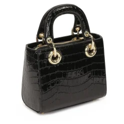 Kleine steife Handtasche aus geprägtem Leder
