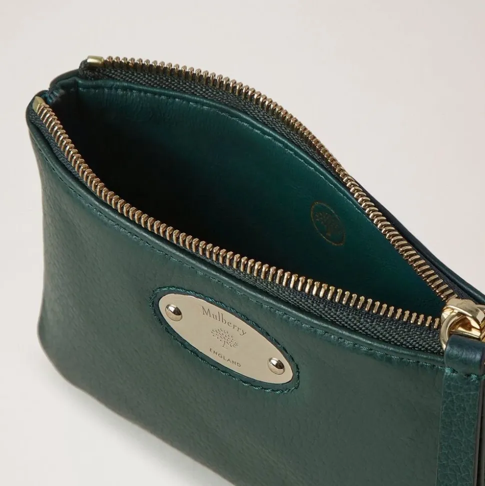 Kleines Reißverschluss-Münztäschchen in Mulberry Green