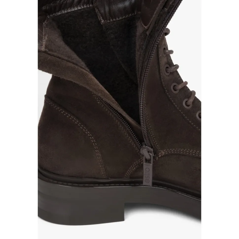 Knöchelhohe Stiefel aus feinstem italienischen Veloursleder