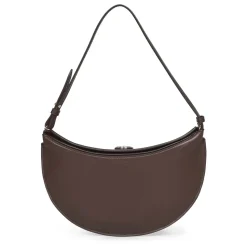 Konvertierbare Lederschultertasche in Mitternachtsbraun