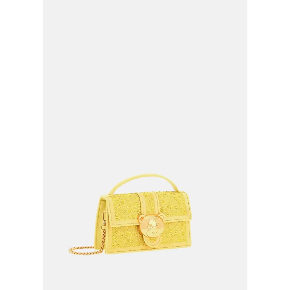 Kristallgelbe Schultertasche mit Teddybärenverschluss