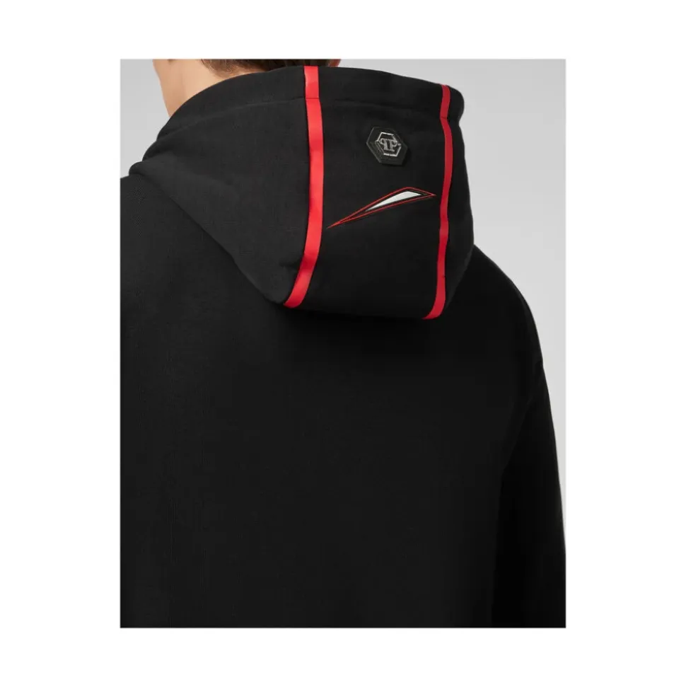 Kristall-Print Kapuzenpullover Schwarz