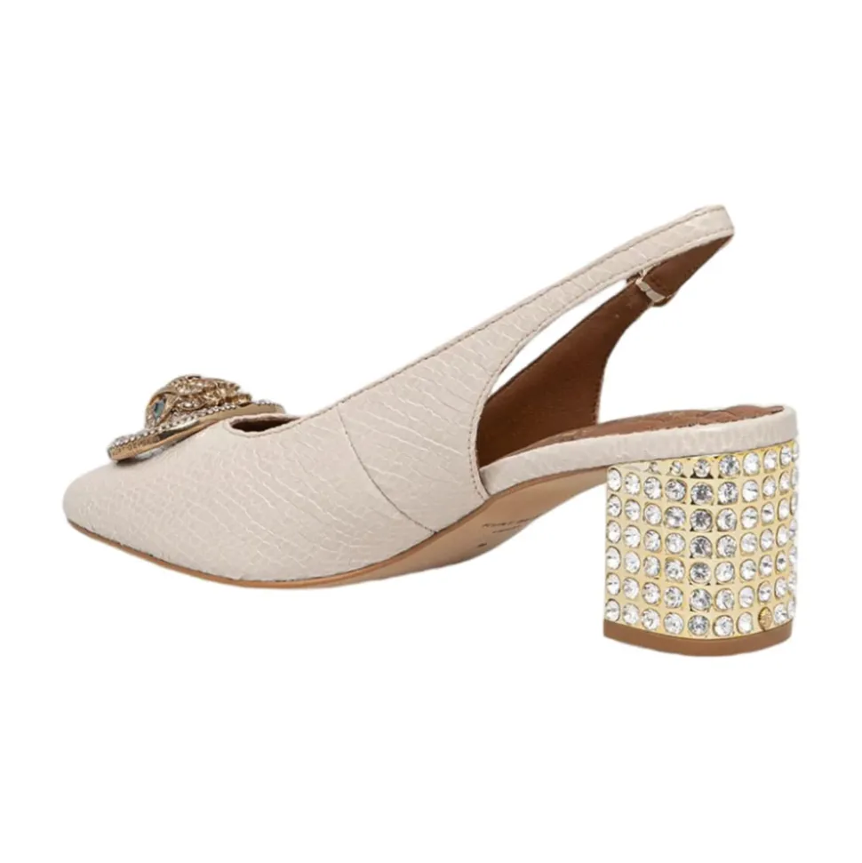 Kristallverzierte Leder Slingback Absätze