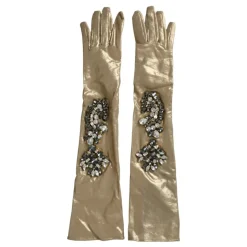 Kristallverzierte Satinhandschuhe