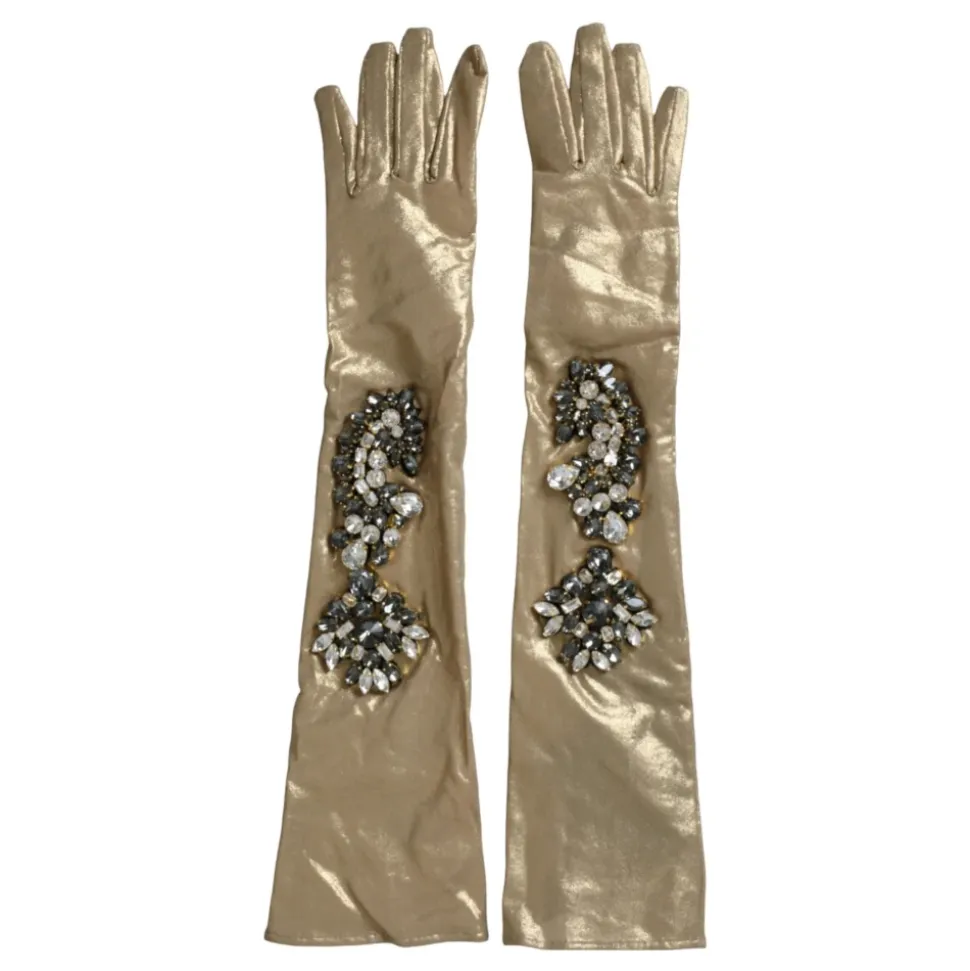 Kristallverzierte Satinhandschuhe
