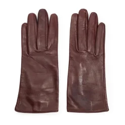 Kurze burgunderrote Lederhandschuhe
