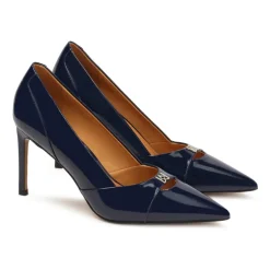 Lackierte marineblaue Pumps mit Absatz