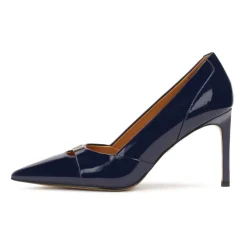 Lackierte marineblaue Pumps mit Absatz