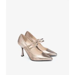 Laminierte Damenschuhe mit Riemen