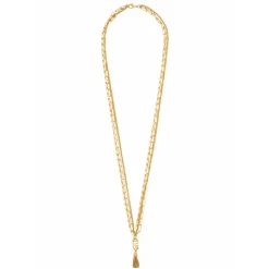 Lange Halskette Sync aus goldenem Messing