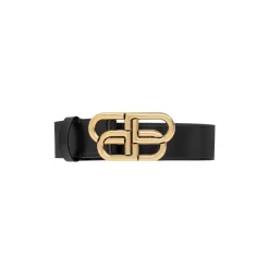 Leather belt with logo