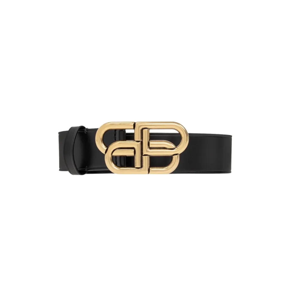 Leather belt with logo
