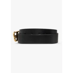 Leather belt with logo