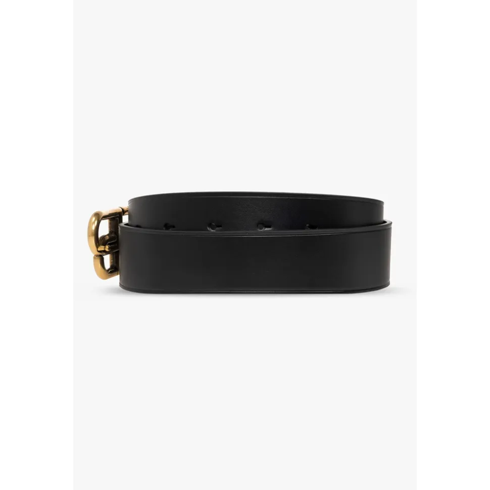 Leather belt with logo