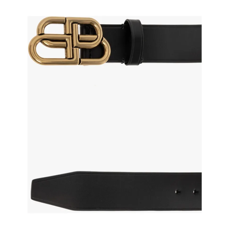 Leather belt with logo