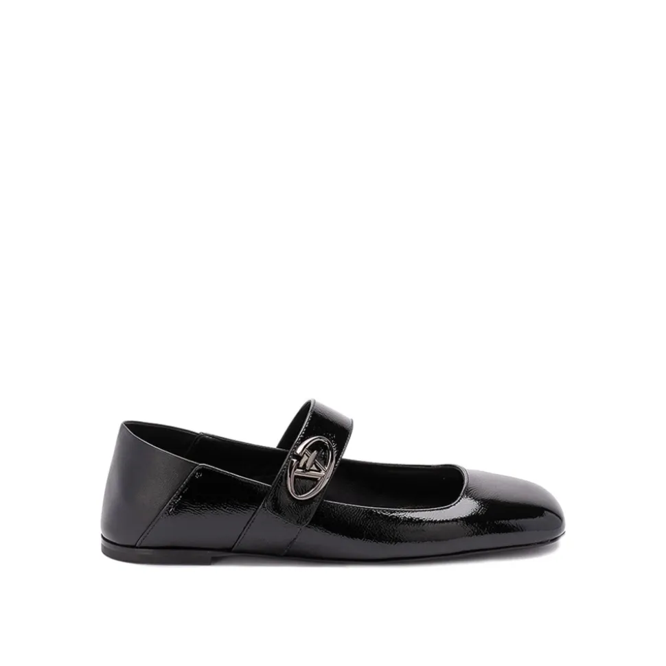 Leather Locker Ballerina Flats