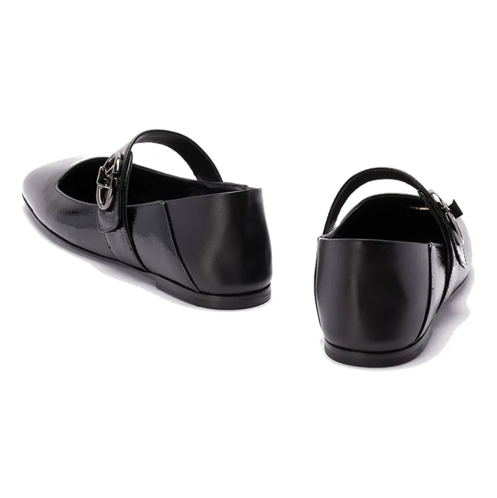 Leather Locker Ballerina Flats