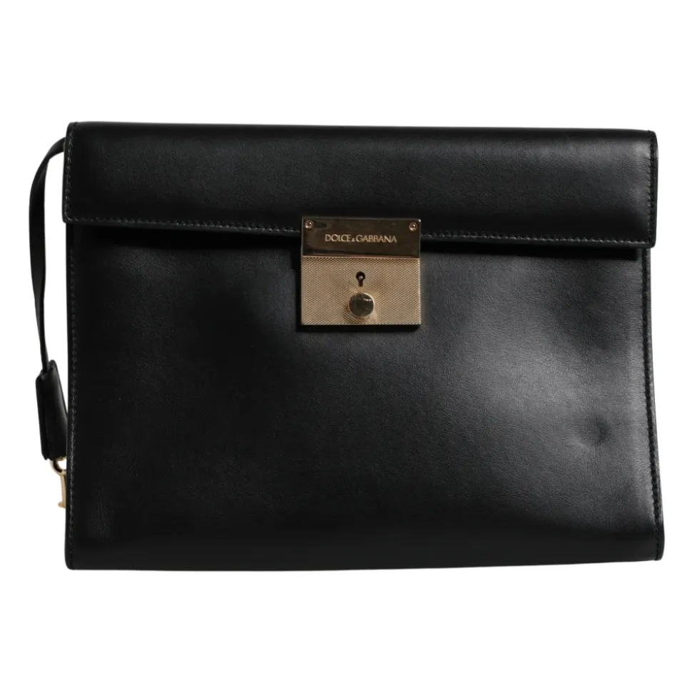 Leather Logo Plaque Briefcase Bag