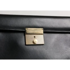 Leather Logo Plaque Briefcase Bag