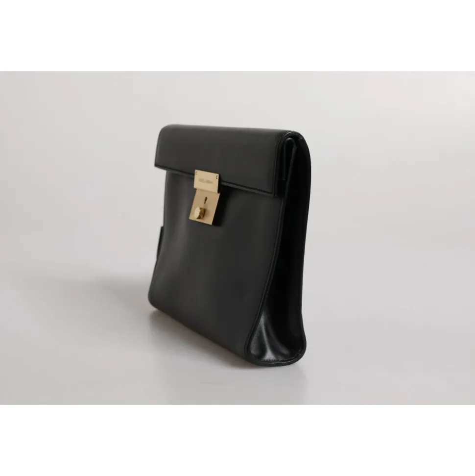 Leather Logo Plaque Briefcase Bag