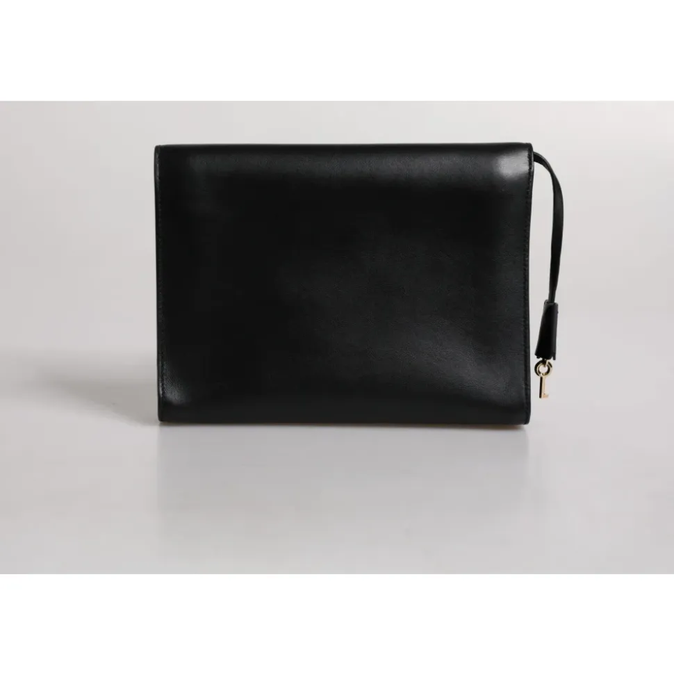 Leather Logo Plaque Briefcase Bag